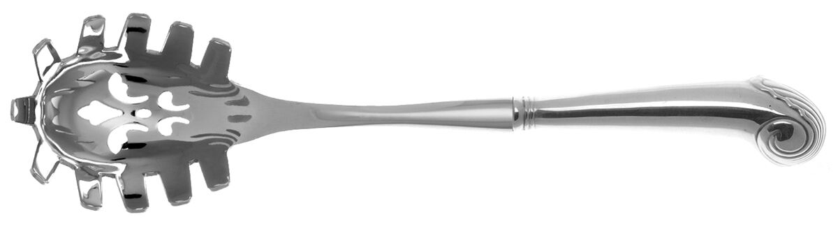 Williamsburg Shell (Sterling, 1970) Pasta Server with Stainless Bowl HC by Kirk Stieff-1