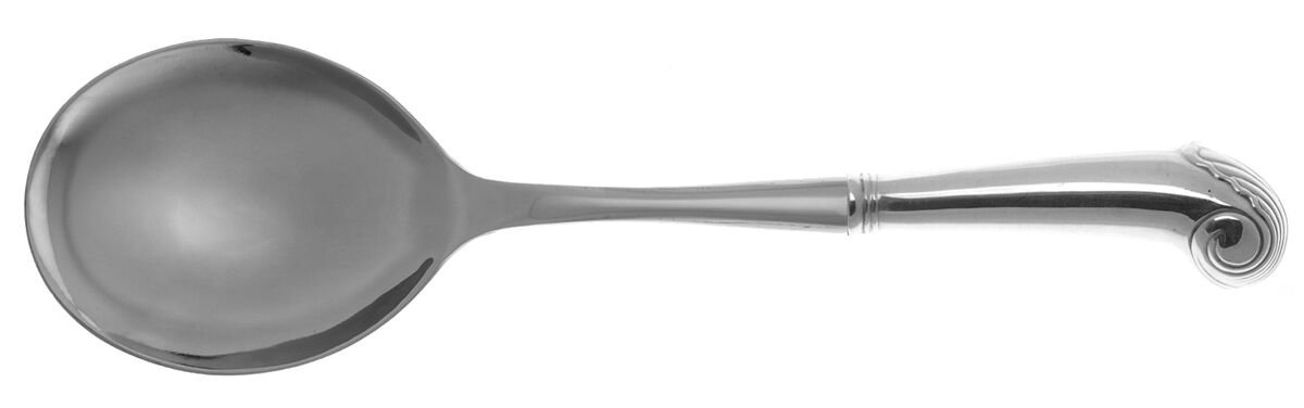 Williamsburg Shell (Sterling, 1970) Casserole Spoon with Smooth Stainless Bowl HC by Kirk Stieff-1