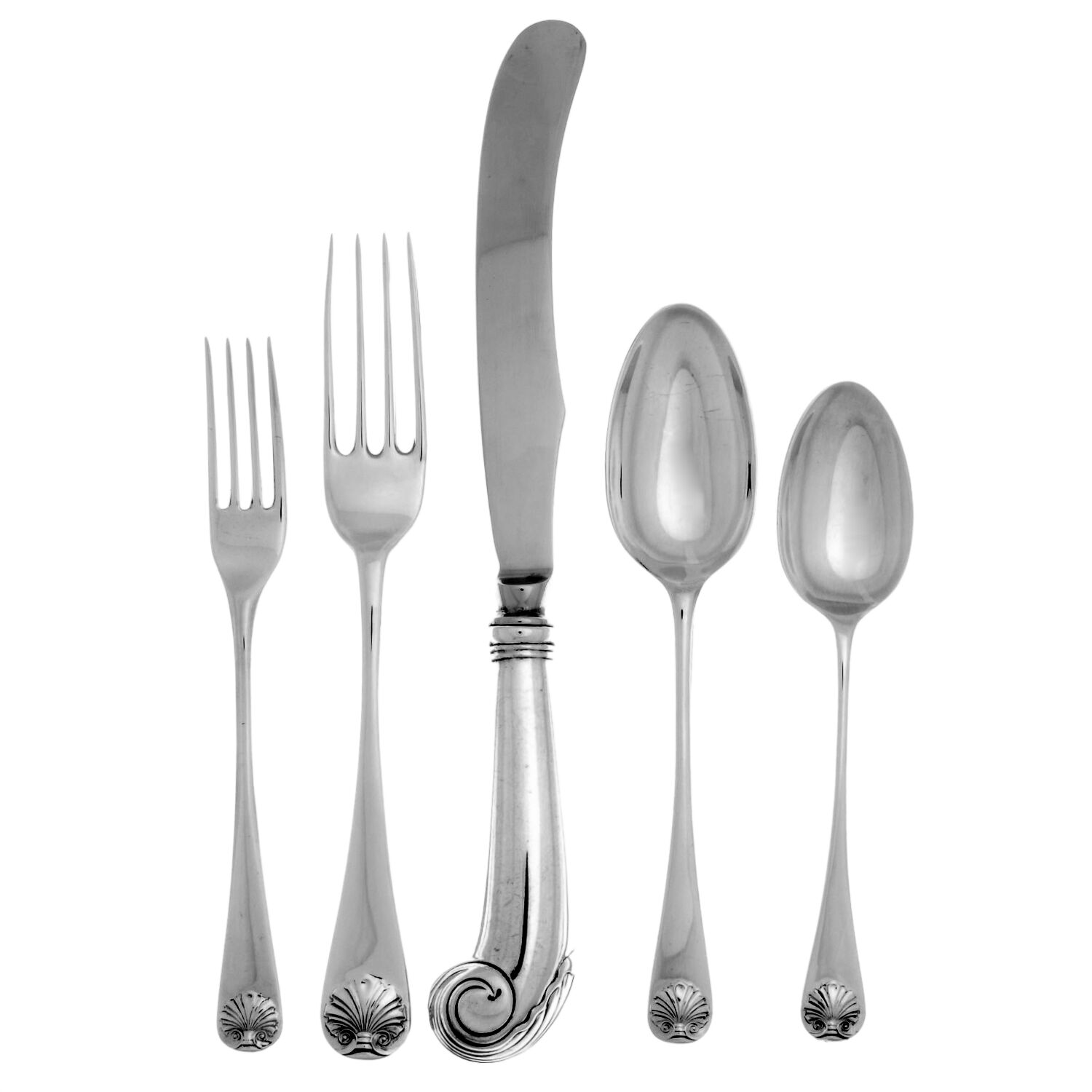 Williamsburg Shell (Sterling, 1970) 40  Piece Estate Set by Kirk Stieff-1