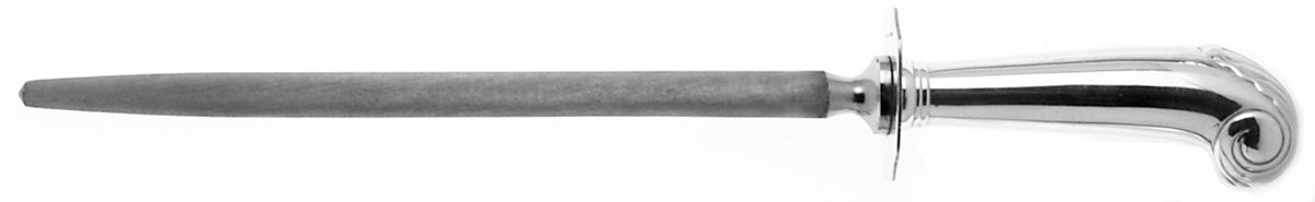 Williamsburg Shell (Sterling, 1970) Large Steel Knife Sharpener W/Pistol Handle by Kirk Stieff-1