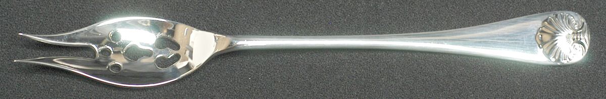 Williamsburg Shell (Sterling, 1970) Olive Fork with Short Handle HC by Kirk Stieff-1