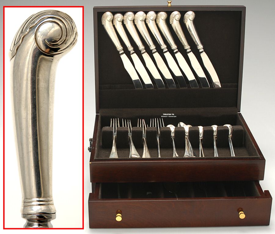 Williamsburg Shell (Sterling, 1970) 44 Piece Set by Kirk Stieff-1