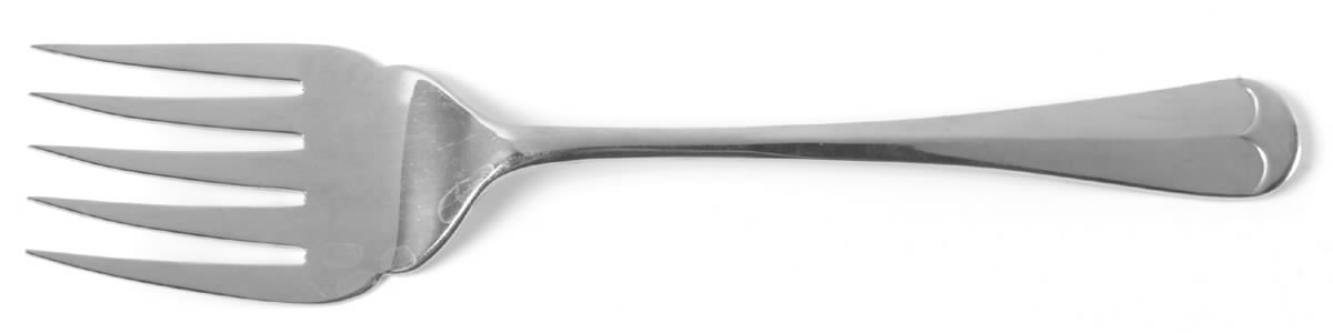 Queen Anne (Stainless, Glossy) Large Solid Cold Meat Serving Fork by Kirk & Matz-1