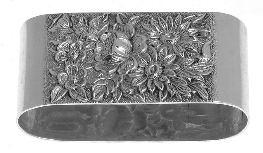 Repousse-Full Chased-Hand Chased Oblong Napkin Ring by Kirk Stieff-1