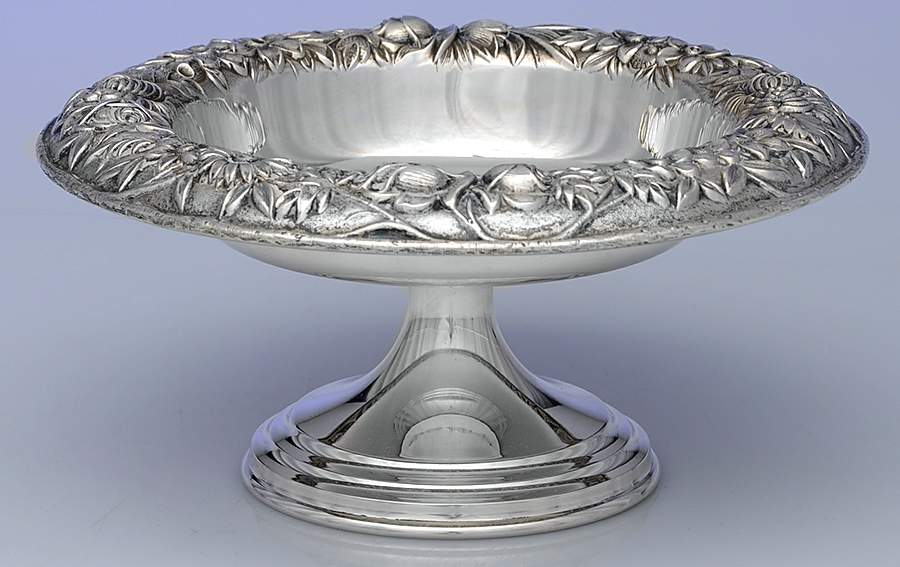 Repousse-Full Chased-Hand Chased Round Compote (Height X Width) by Kirk Stieff-1