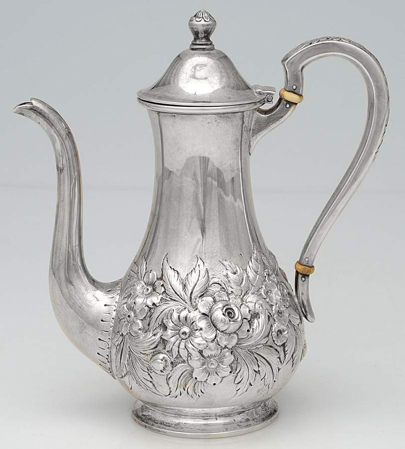 Repousse-Partial Chased (Strlg, Hlwr) Mini Coffee Pot by Kirk Stieff-1