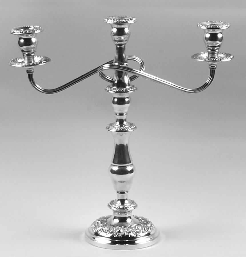 Repousse-Full Chased-Hand Chased Weighted 3 Light Candelabra by Kirk Stieff-1