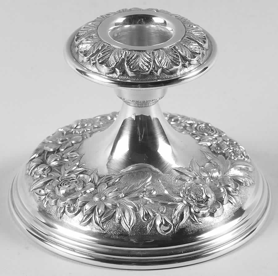 Repousse-Full Chased-Hand Chased Weighted Candleholder by Kirk Stieff-1