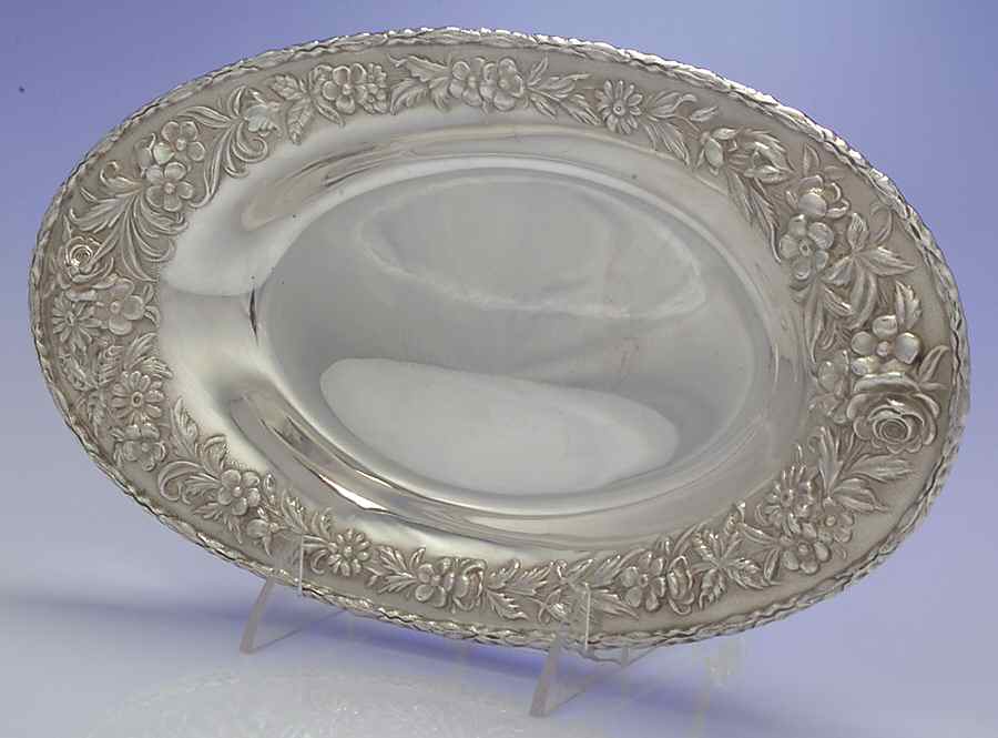Repousse-Full Chased-Hand Chased 11" Bread Tray by Kirk Stieff-1