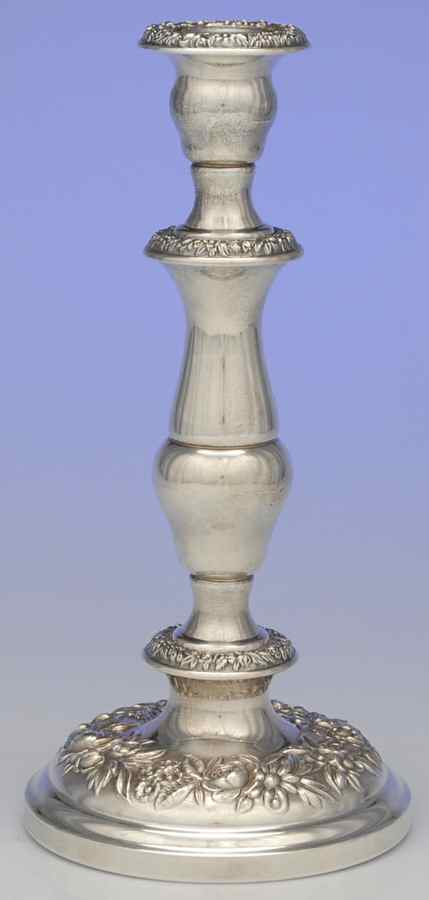Repousse-Full Chased-Hand Chased 10" Weighted Candlestick by Kirk Stieff-1
