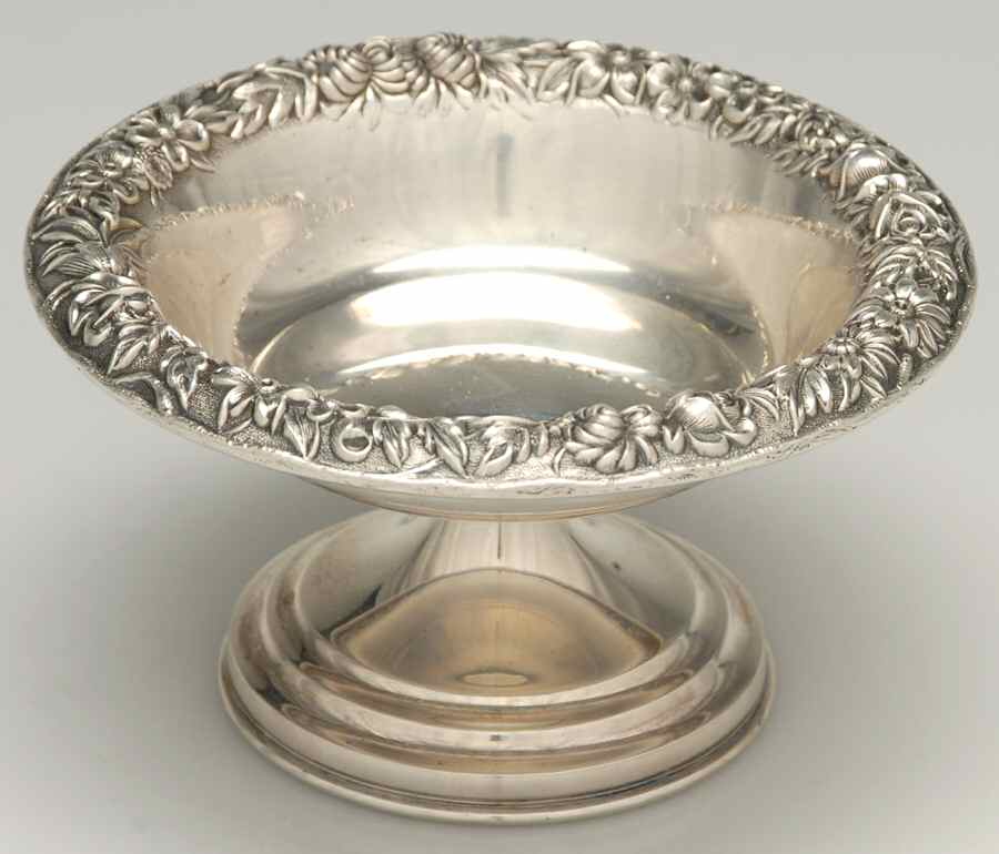 Repousse-Full Chased-Hand Chased Round Compote (Height X Width) by Kirk Stieff-1