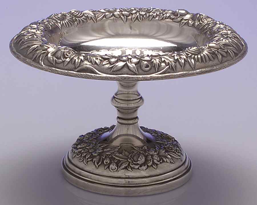 Repousse-Full Chased-Hand Chased Medium Sterling Compote by Kirk Stieff-1