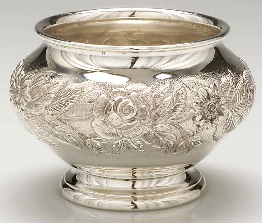 Repousse-Partial Chased (Strlg, Hlwr) Waste Bowl by Kirk Stieff-1