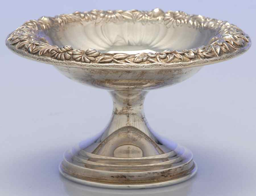 Repousse-Full Chased-Hand Chased Round Compote (Height X Width) by Kirk Stieff-1