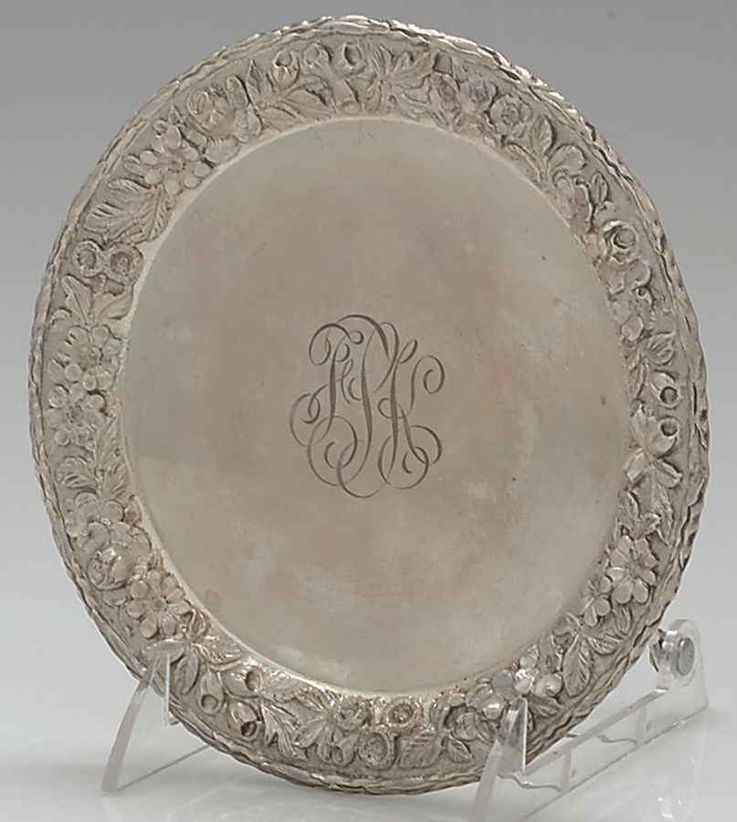 Repousse-Full Chased-Hand Chased Sterling Card Tray by Kirk Stieff-1