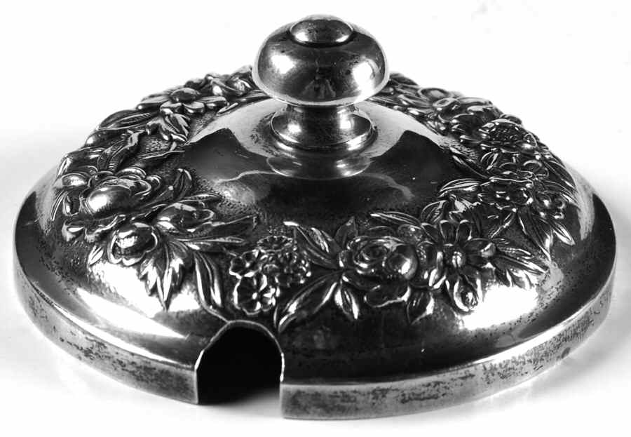 Repousse-Full Chased-Hand Chased Silver Lid for Crystal Jam Jar by Kirk Stieff-1