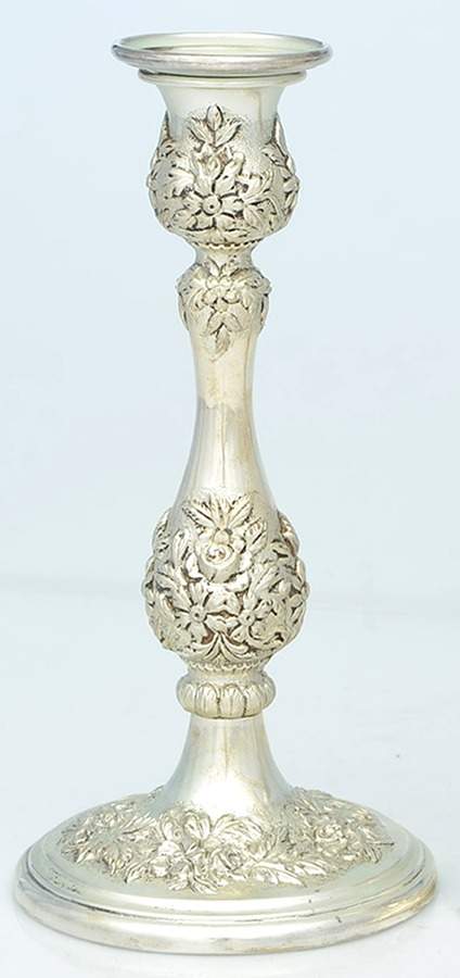 Repousse-Full Chased-Hand Chased Weighted Candlestick by Kirk Stieff-1