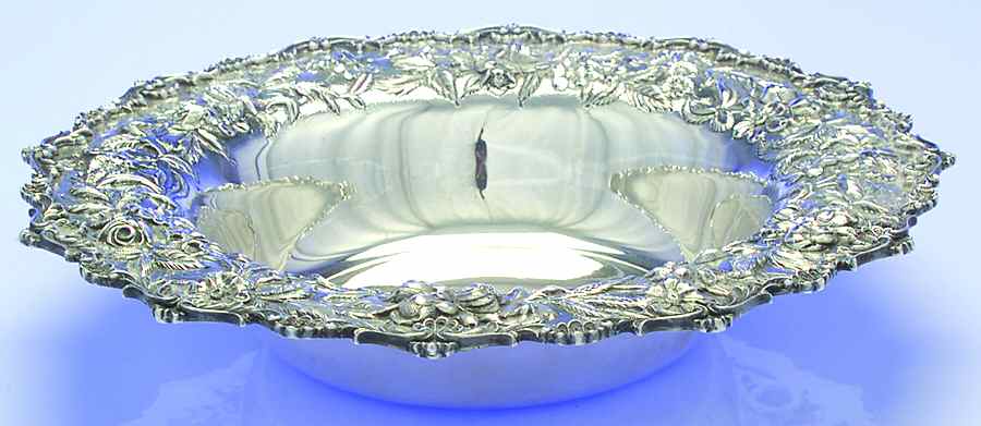 Repousse-Full Chased-Hand Chased 11" Round Vegetable by Kirk Stieff-1