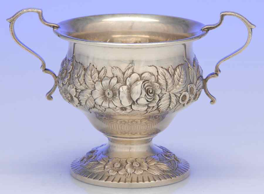 Repousse-Half Chased (Holloware) Demi Open Sugar Bowl by Kirk Stieff-1