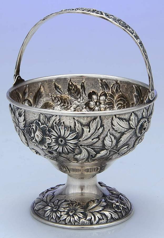 Repousse-Half Chased (Holloware) Handled Open Sugar Basket by Kirk Stieff-1