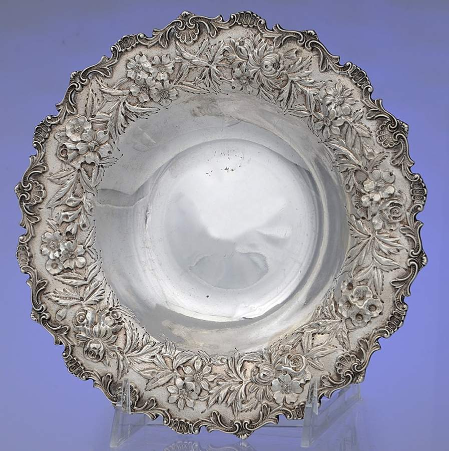 Repousse-Full Chased-Hand Chased 8" Bon Bon Bowl by Kirk Stieff-1