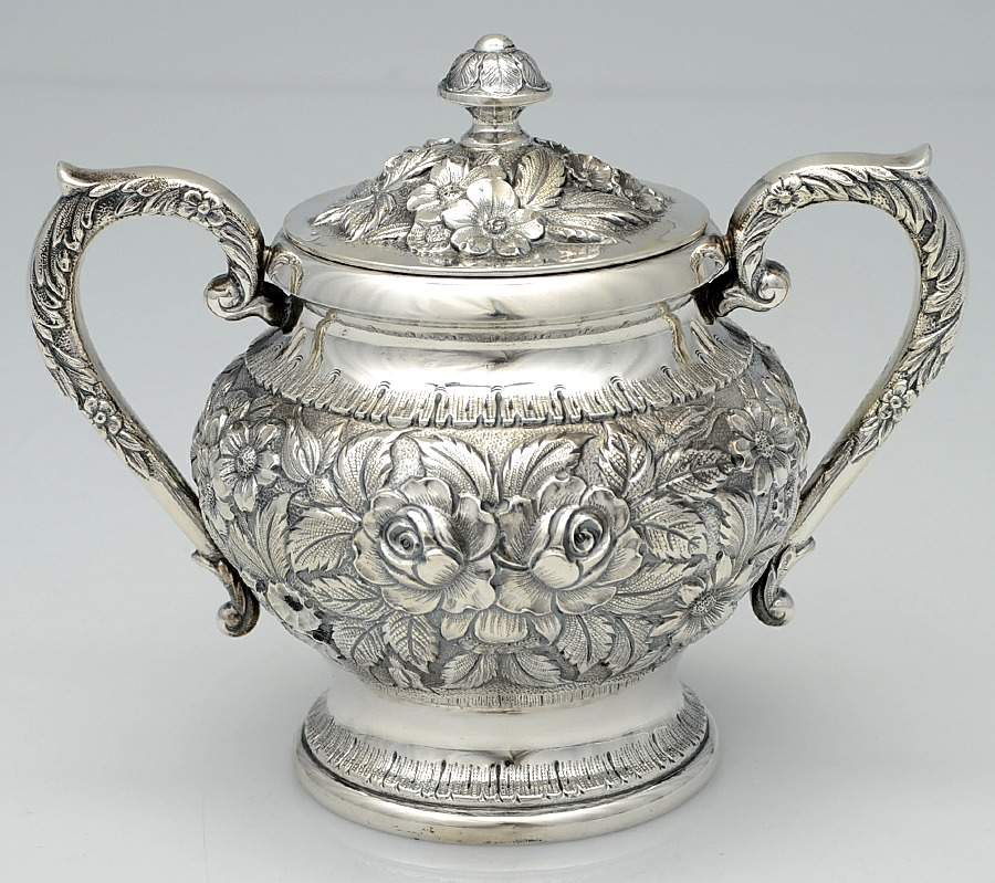 Repousse-.75 Chased Sugar Bowl & Lid by Kirk Stieff-1