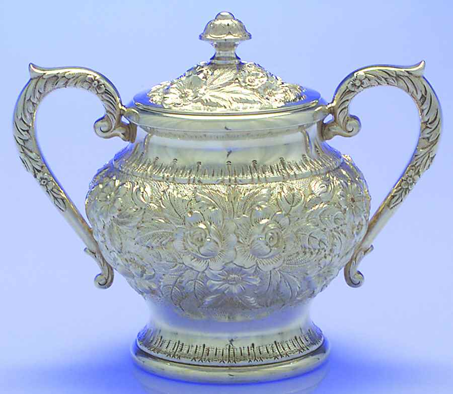 Repousse-.75 Chased Sugar Bowl & Lid by Kirk Stieff-1