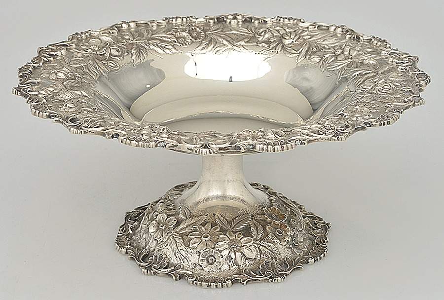 Repousse-Full Chased-Hand Chased Round Compote (Height X Width) by Kirk Stieff-1