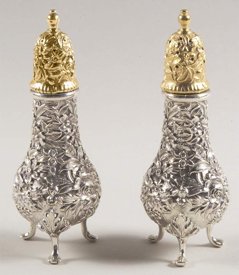 Repousse-Full Chased-Hand Chased Salt & Pepper Set by Kirk Stieff-1