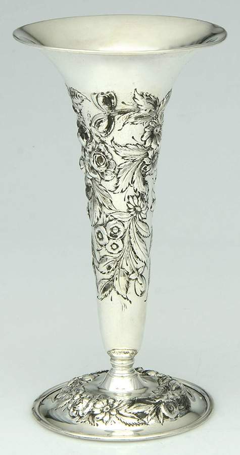 Repousse-Full Chased-Hand Chased 8" Vase by Kirk Stieff-1