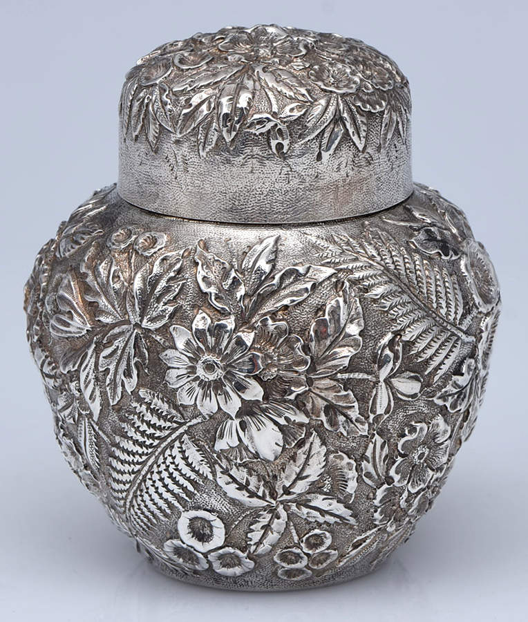 Repousse-Full Chased-Hand Chased Tea Caddy & Lid by Kirk Stieff-1