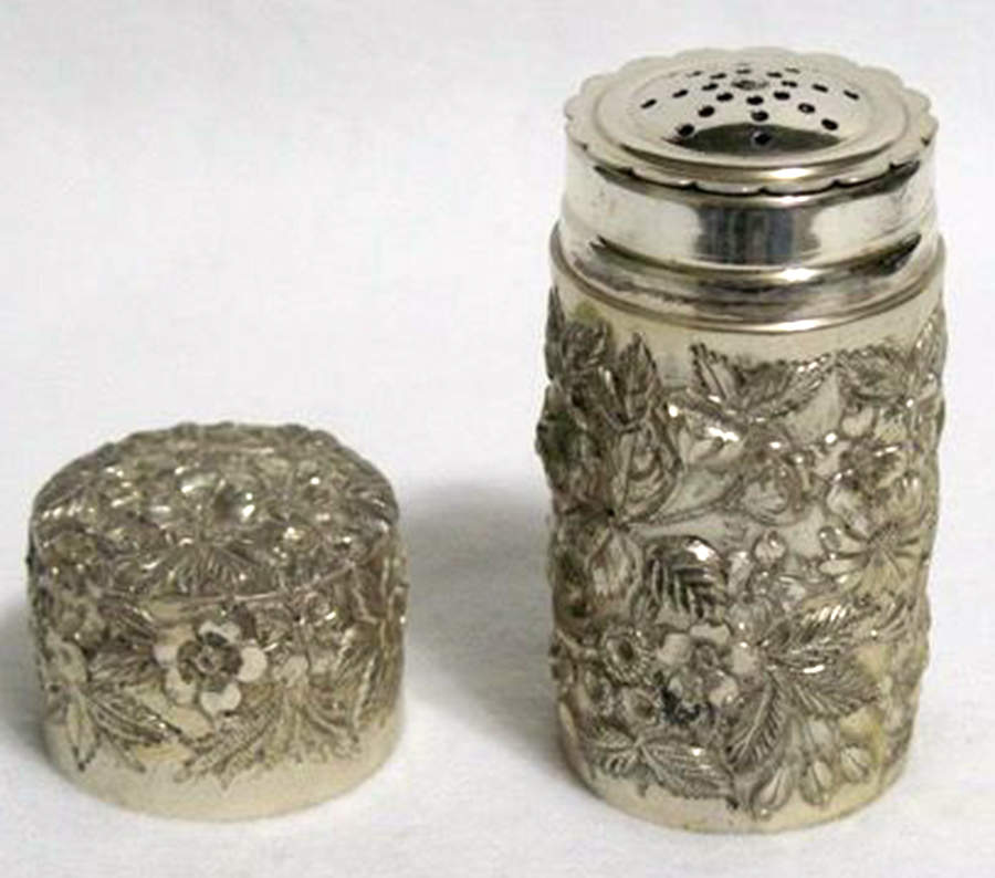Repousse-Full Chased-Hand Chased Sterling Talc Holder by Kirk Stieff-1