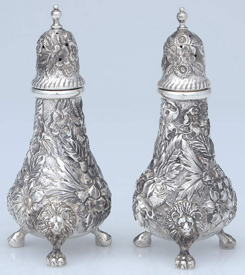 Repousse-Full Chased-Hand Chased Salt & Pepper Set by Kirk Stieff-1