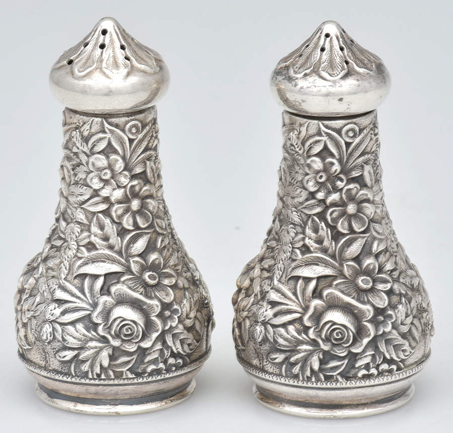 Repousse-Full Chased-Hand Chased Salt & Pepper Set by Kirk Stieff-1