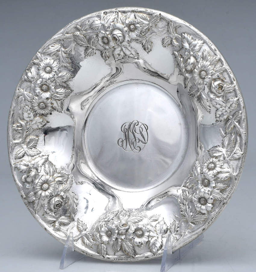 Repousse-Full Chased-Hand Chased 9" Round Vegetable Bowl by Kirk Stieff-1