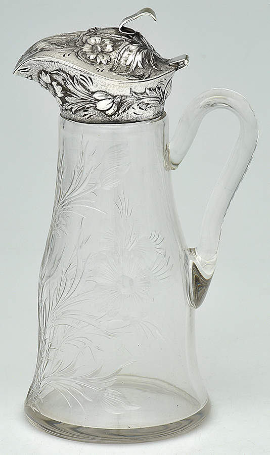 Repousse-Full Chased-Hand Chased Crystal Syrup with Sterling Lid by Kirk Stieff-1