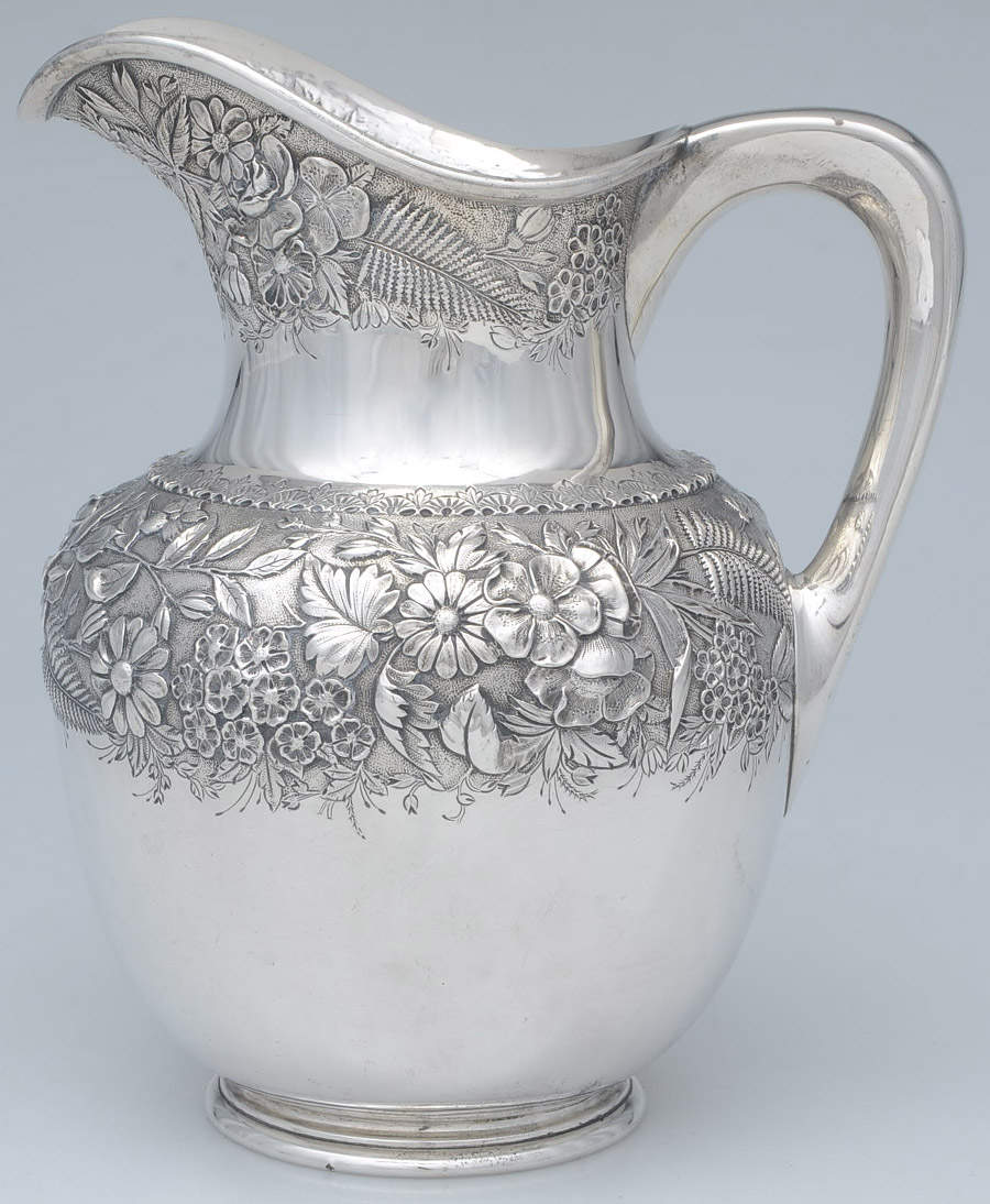 Repousse-Full Chased-Hand Chased Sterling Water Pitcher by Kirk Stieff-1