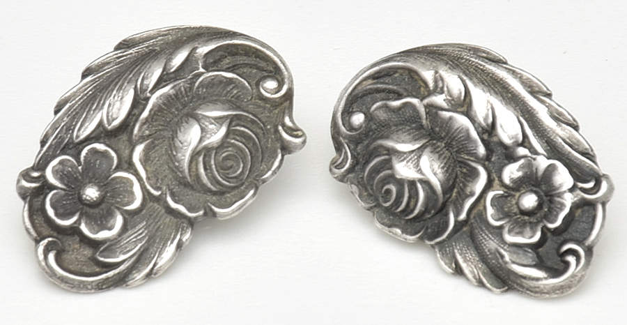 Repousse-Full Chased-Hand Chased Pair of Clip Back Earrings by Kirk Stieff-1