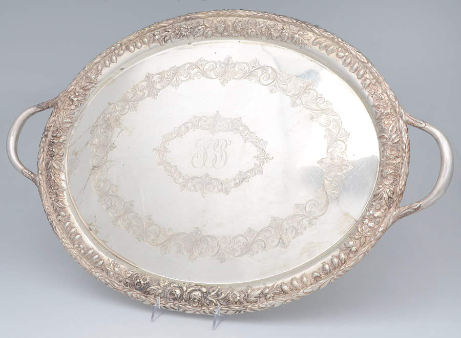 Repousse-Full Chased-Hand Chased 24" Waiter Tray by Kirk Stieff-1
