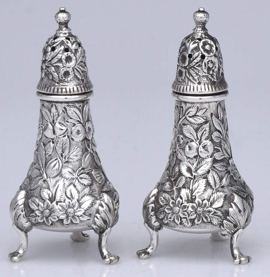 Repousse-Full Chased-Hand Chased Salt & Pepper Set by Kirk Stieff-1