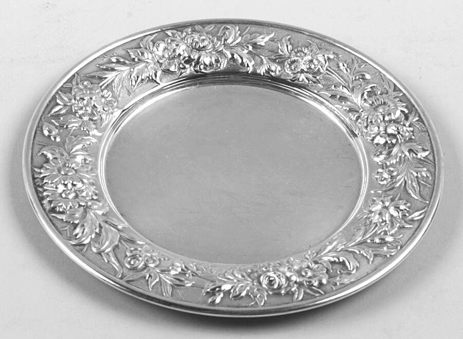 Repousse-Full Chased-Hand Chased Sterling Child's Plate by Kirk Stieff-1