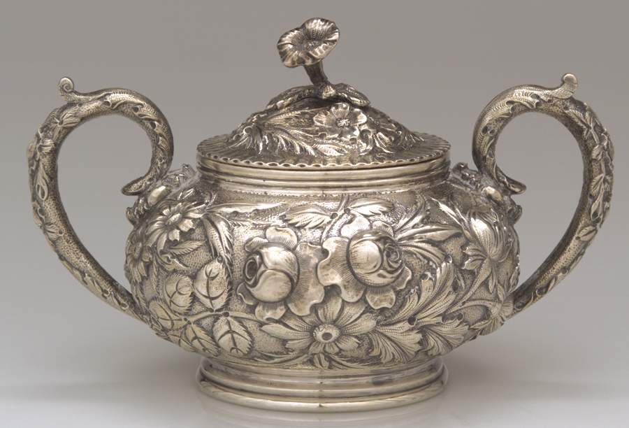 Repousse-Full Chased-Hand Chased Sugar Bowl & Lid by Kirk Stieff-1