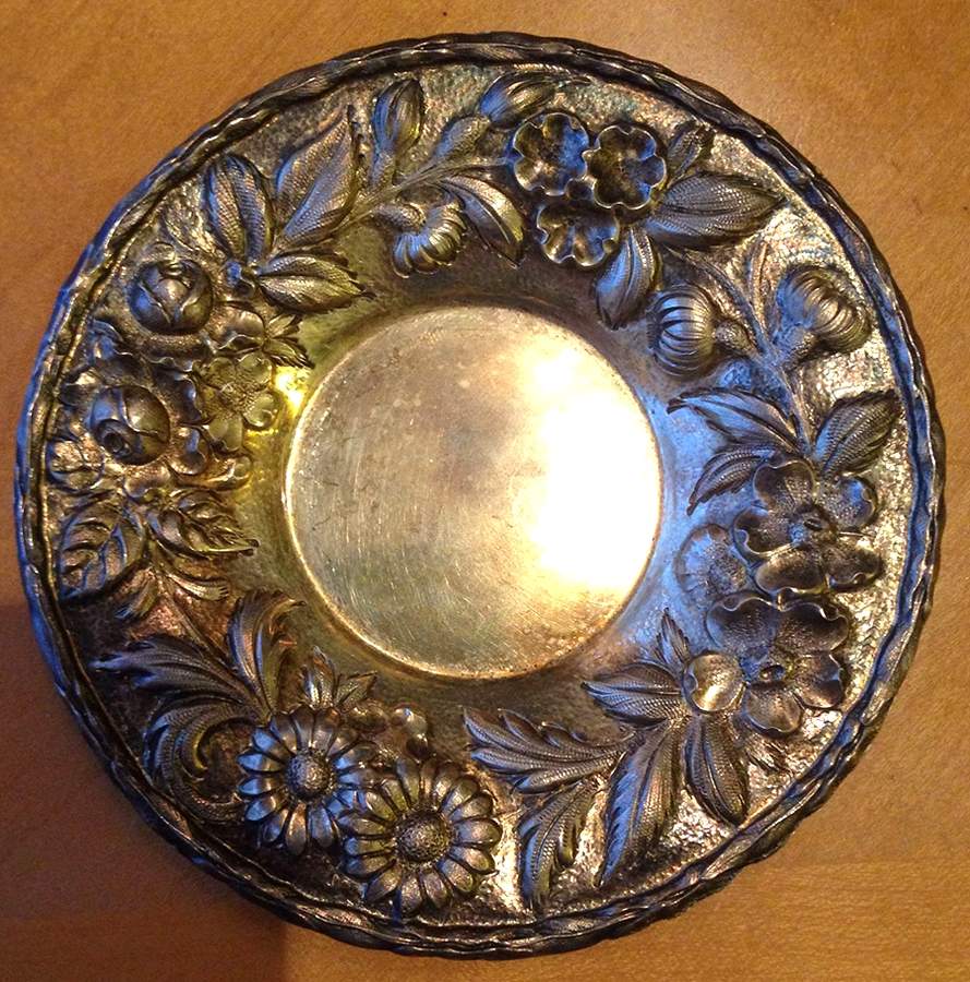 Repousse-Full Chased-Hand Chased Demitasse Saucer by Kirk Stieff-1