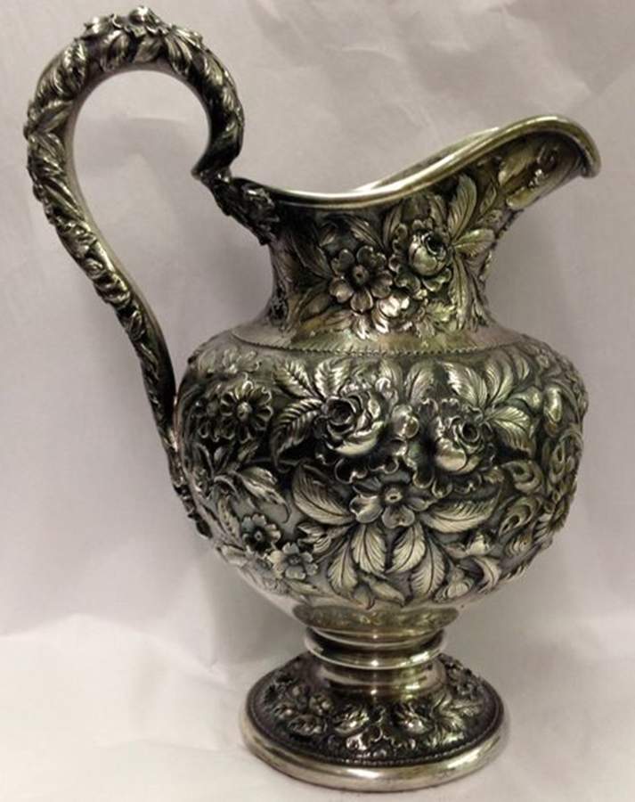 Repousse-Full Chased-Hand Chased Sterling Water Pitcher by Kirk Stieff-1