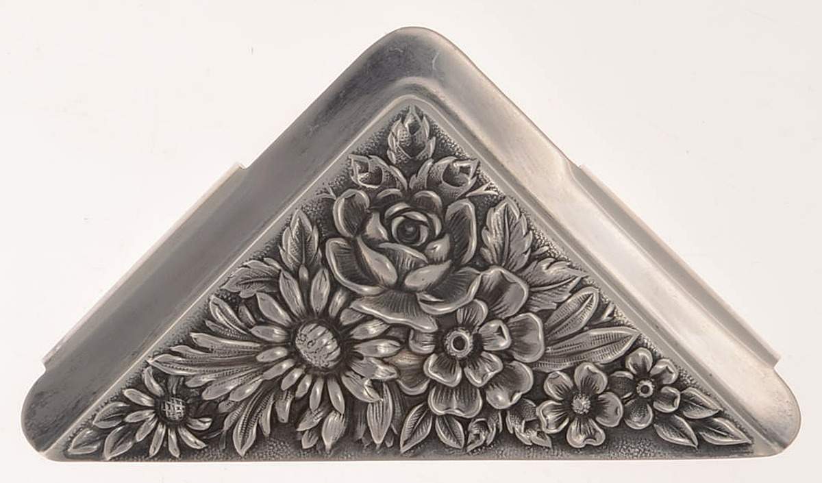 Repousse-Full Chased-Hand Chased Silver Corner for Desk Pad by Kirk Stieff-1