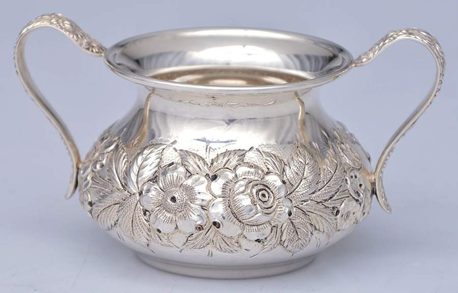 Repousse-Full Chased-Hand Chased Mini Open Sugar Bowl by Kirk Stieff-1
