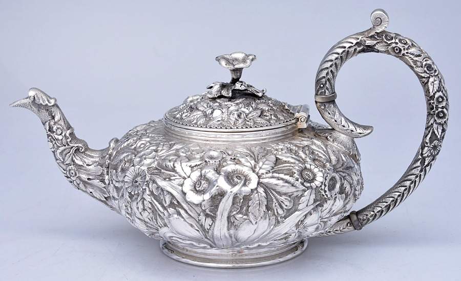 Repousse-Full Chased-Hand Chased Teapot by Kirk Stieff-1