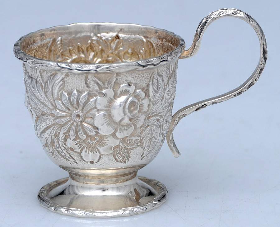Repousse-Full Chased-Hand Chased Demitasse Cup Only by Kirk Stieff-1
