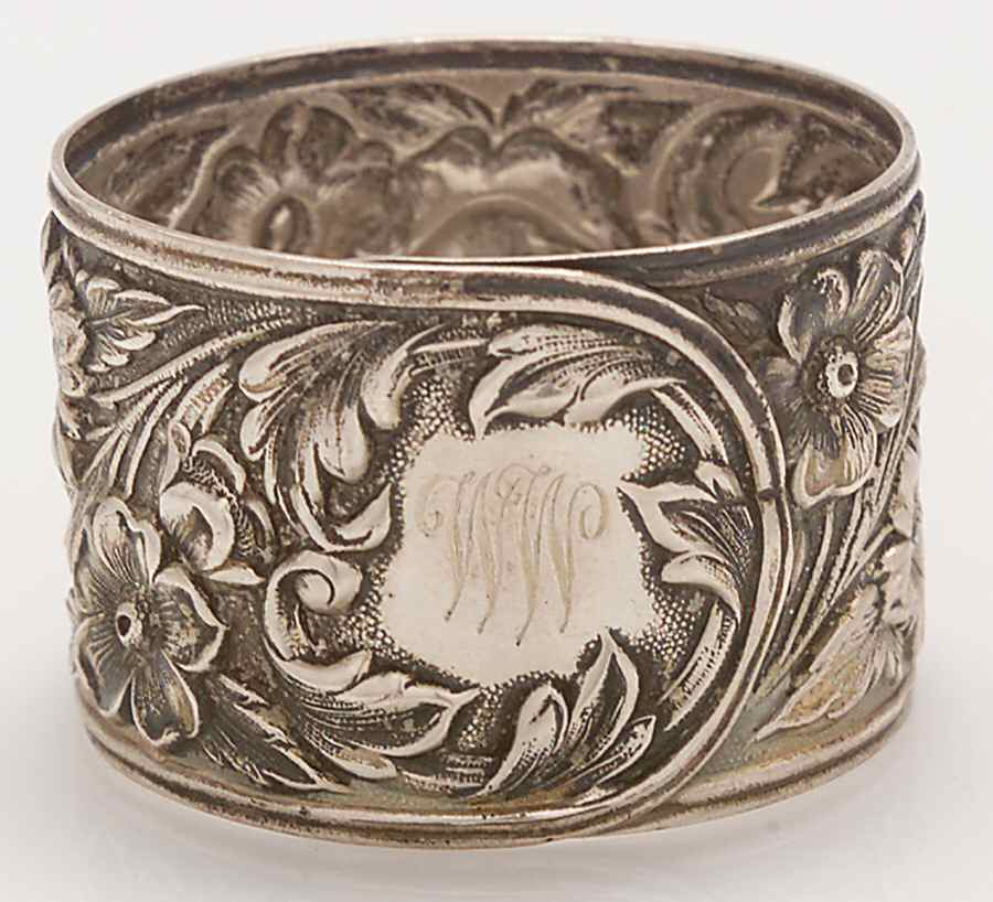 Repousse-Full Chased-Hand Chased Monogram Napkin Ring by Kirk Stieff-1