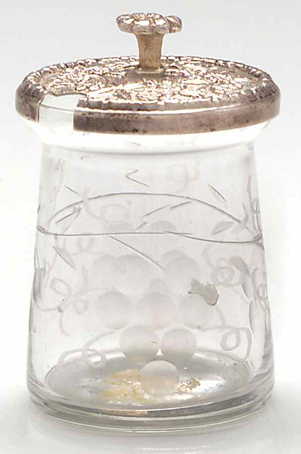 Repousse-Full Chased-Hand Chased Crystal Jam Jar & Silver Lid by Kirk Stieff-1